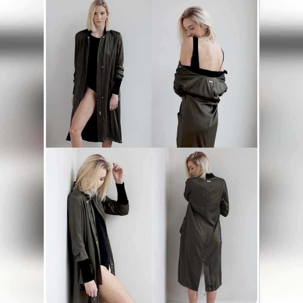 Soia & Kyo Army Green Bai Duster Trench Coat Jacket Small